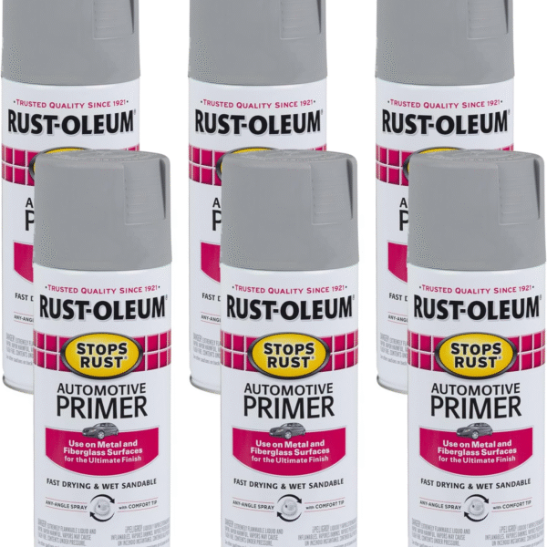 Rust-Oleum 2081830-6PK Stops Rust Automotive Spray Primer, 12 oz, Light Gray, 6 Pack