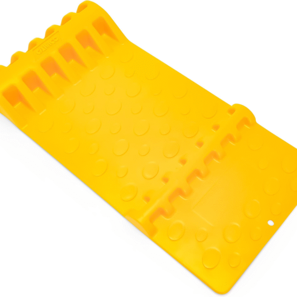 Camco AccuPark Parking Mat | Features 2 Raised Bumps for Parking Accuracy | Easy Installation with Heavy Duty Adhesive Tape | Yellow (42891)