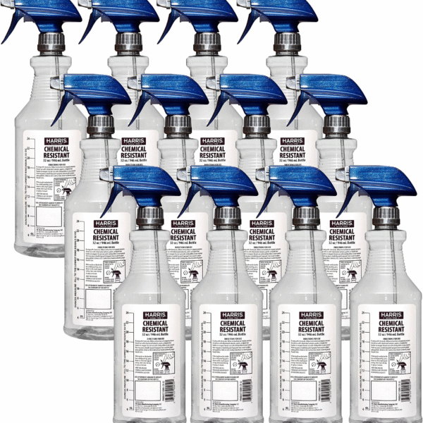 HARRIS 100% Chemically Resistant Professional Spray Bottles, 32oz (12-Pack)