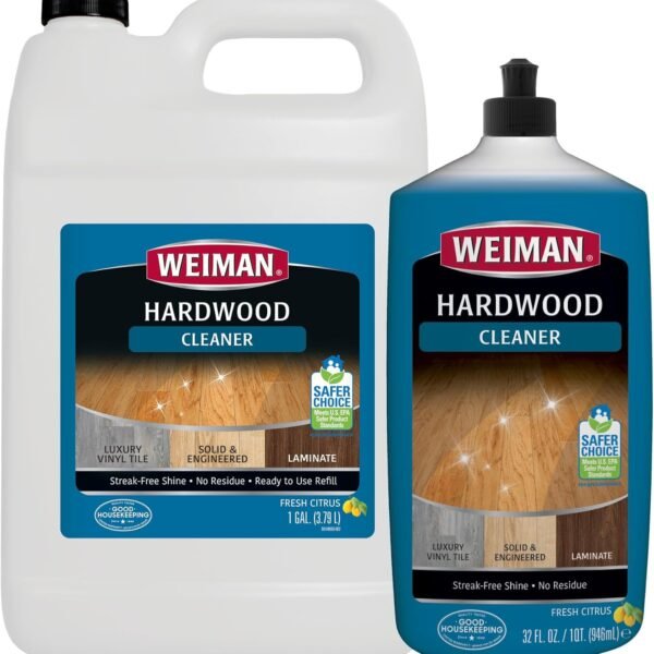 Weiman Hardwood Floor Cleaner Gallon and Refillable Squeeze Bottle - Finished Wood Surfaces