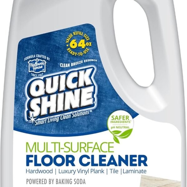 Quick Shine Multi Surface Floor Cleaner 64oz, Ready to Use-Streak Free-No Rinse, Use on Hardwood, Laminate, Luxury Vinyl Plank & Stone, Use in Spray Mops & Vac Mops, Safer Choice Cleaner